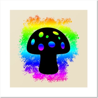 mushroom with colorful rainbow colors Posters and Art